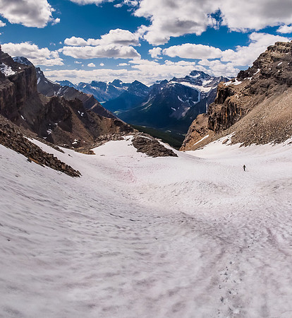 Taking advantage of snow patches - a nice break from scree.