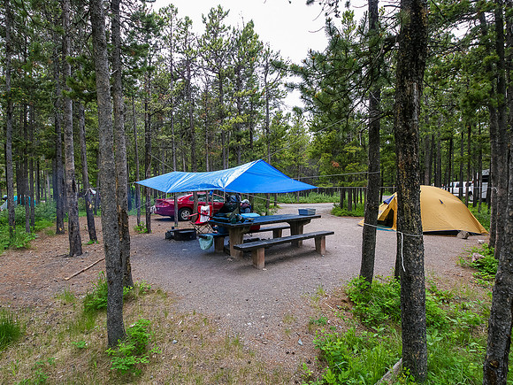 Back at the campsite in the Crandell Lake Campground