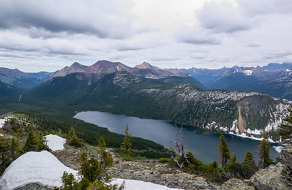 Cameron Lake with the Alderson, Buchanon and Carthew trio in the background.