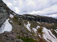 Looking along the crux wall.