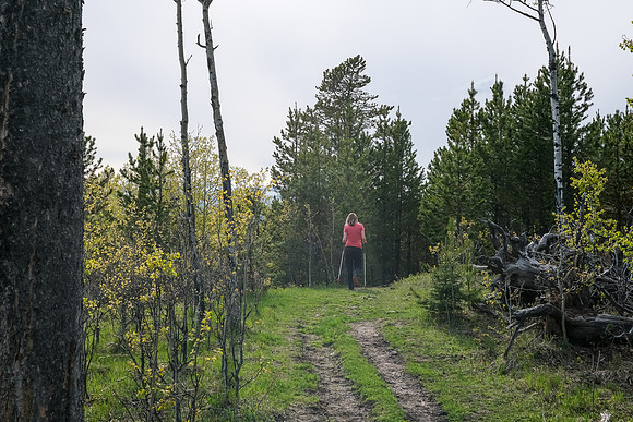 Hiking up Long Prairie Ridge.