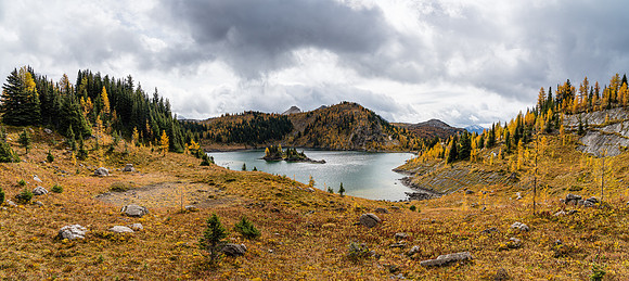 Hiking past Rock Isle Lake.
