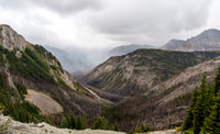 Views down the burnt Simpson River valley.