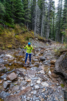 We approached up the lower Sunshine Creek which wasn't really worth it.