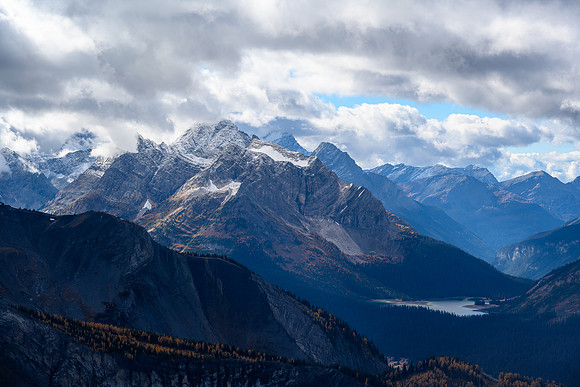 Mount King Albert over Mount Leman and Leman Lake (R).