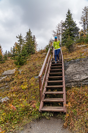 Hiking down from Rock Isle Lake to Grizzly Lake.