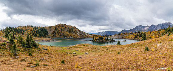 Hiking past Rock Isle Lake.