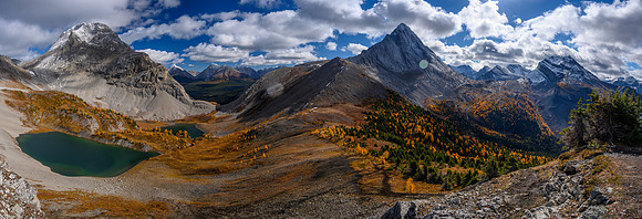 Smuts over Birdwood Lakes at left, Birdwood and Snow Peak at right.