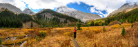 Hiking up Commonwealth Creek. Pig's Tail (L), Birdwood (C) and Smuts (R).