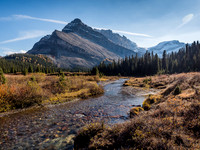 Pleasant late afternoon fall hiking up to Merlin Lake with the Wall of Jericho rising above.