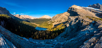 The Merlin Lake headwall view, looking back down over Castilleja Lake towards Cyclone and Pipestone at far distant left.