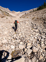In the gully proper now, the route is simple - head UP! Way up.