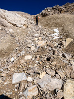 The loose ascent gully.