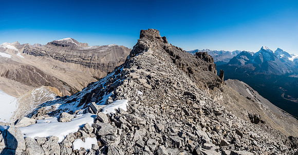 Phil comes down the summit ridge.