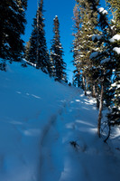 In the trees, the track was easily visible and made a huge difference, giving me a semi-solid base to walk on.