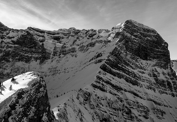 The summer route comes up from the lower left, Sarrail's east and northeast faces rise steeply above.
