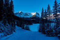 It was bloody cold down at the lake shore. Rawson Lake Ridge is straight ahead, up the treed ridge in front of Mount Sarrail.