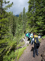 Now we're on the narrow trail to the lakes - sunshine!