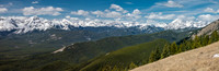 Excellent views west (L) and north (R) over Cat Creek Ridge towards Horned, Abruzzi, Bishop, Hill of the Flowers, Loomis, Odlum,Storelk, Highwood Ridge, Mist and Eagle Ridge.