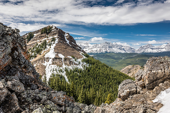 Views from the third ridge looking past Junction Hill towards Mount MacLaren and Strachan.