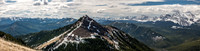 Looking south (L) and west (R) over Junction Hill at (L to R), Plateau, Hell's Ridge, Isola, Monad, Pasque, Raspberry Ridge, Junction Hill, Farquhar, Etherington, Coyote Hills, Baril and Cornwell.