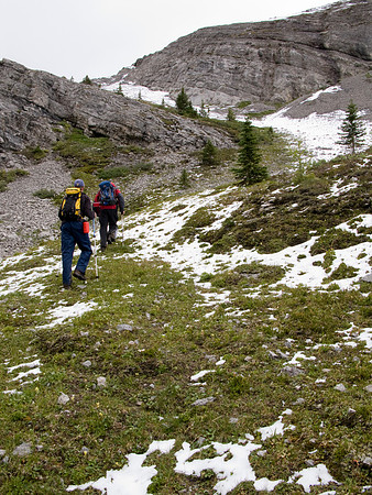 Jon and Rod head up Cave Mountain from Og Pass.