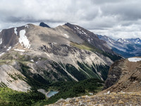 Golden Mountain and Mount Nasswald loom over an unnamed tarn at the head of Citadel Pass.