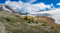 An ideal bivy site. Golden's north end at left and Assiniboine just showing up at distant center.