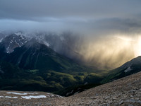 The storm moves up the Simpson River Valley beside us.