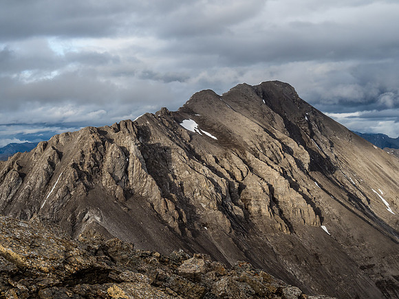 Setting sun on Nasswald Peak. There is a difficult scrambling traverse between Nasswald and Golden which Rick Collier did in 1993.
