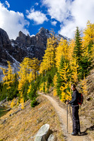 Hiking around Lake Agnes.