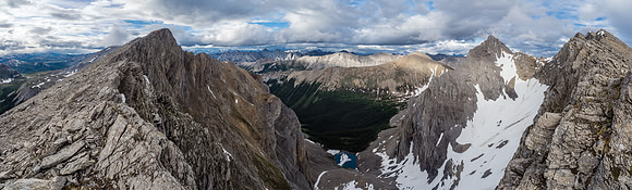 We came from the left and are going right here. The summit is still several bumps away but finally within our grasp.
