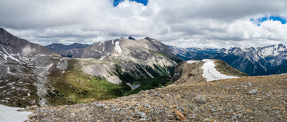 Looking over Fatigue Pass to Golden Mountain.