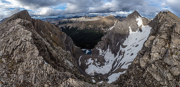We came from the left and are going right here. The summit is still several bumps away but finally within our grasp.