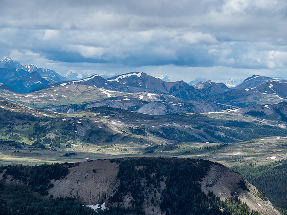 Telephoto over the Sunshine Meadows towards Wawa Ridge.