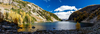 Hiking around Lake Agnes.