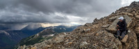 Phil awaits the storm just under the summit of Golden Mountain.