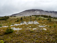 Fatigue Mountain is covered in low clouds.