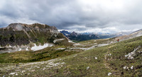 Note how faint the trail is in this shot looking back over Citadel Pass. Soon after this shot it disappeared completely again.