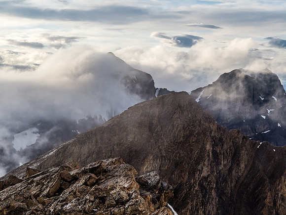 Clouds and Golden's north ridge.
