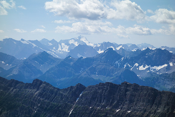 Mount Joffre looms over peaks such as Lyautey, Black Prince, Marlborough and Warspite.