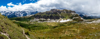 Views off the switchbacks over Citadel Pass to Citadel Peak which we've just ascended. Phil at lower right approaching the switchbacks.