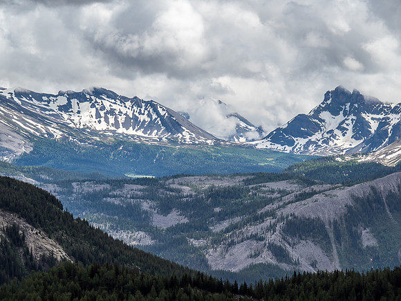 Looking towards Mount Cautley and The Towers (R).