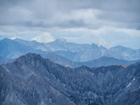 Views all the way to Townsend and Mythic Tower with Cougar Peak at right distance.