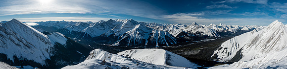 Views from Kent Ridge North (L) to Sir Douglas (C) to Assiniboine (R).
