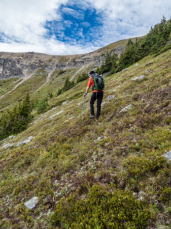 Hiking up the east face.