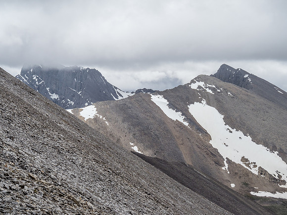 A telephoto of Golden Mountain's long summit ridge.