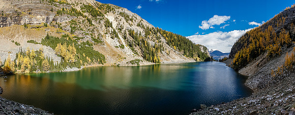 Hiking around Lake Agnes.