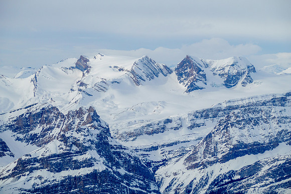 Mount Gordon and Olive with the Vulture Col between them - a ski route.