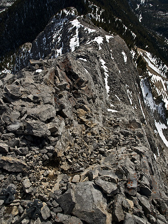 Looking down part of the crux.